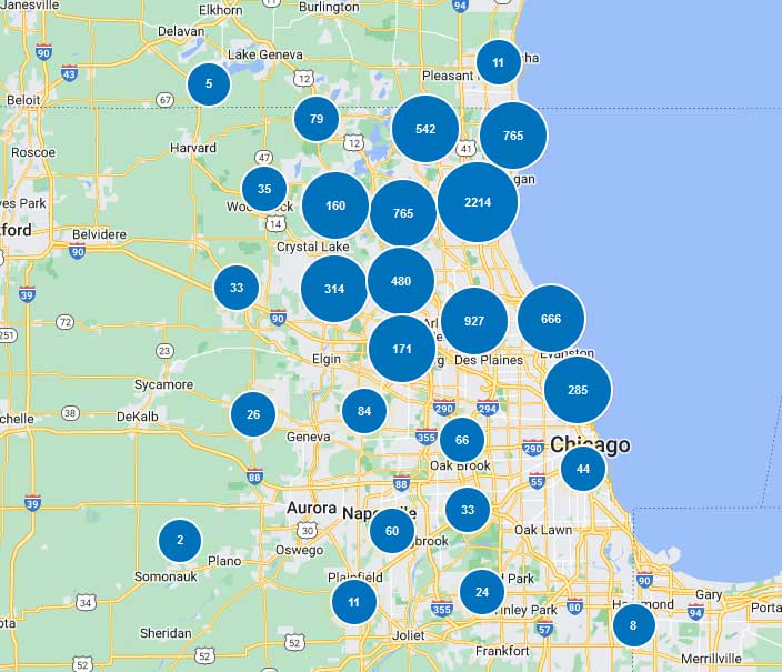 Project map showing all the areas HXHS has served